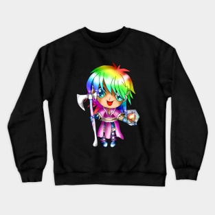 cute chibi elf dnd rainbow barbarian Crewneck Sweatshirt